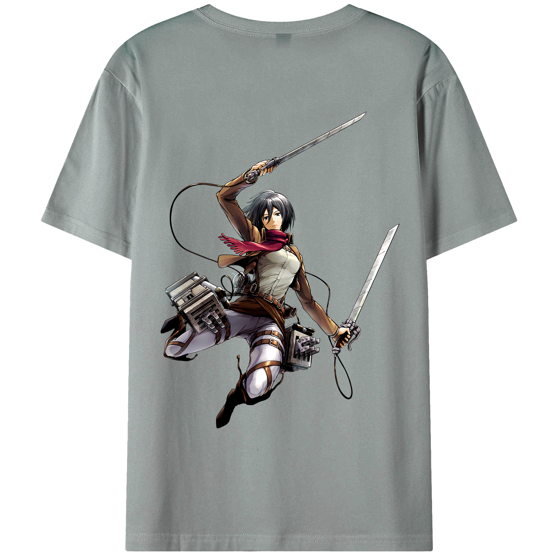 （画像用） 進撃の巨人 ミカサ·アッカーマン Attack on Titan Mikasa Ackerman 綿100％ メンズ半袖Tシャツ（バックプリント） 通気性